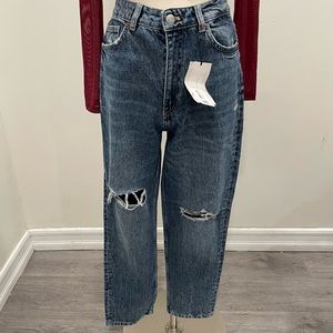 Zara Blue Denim Ripped Jeans